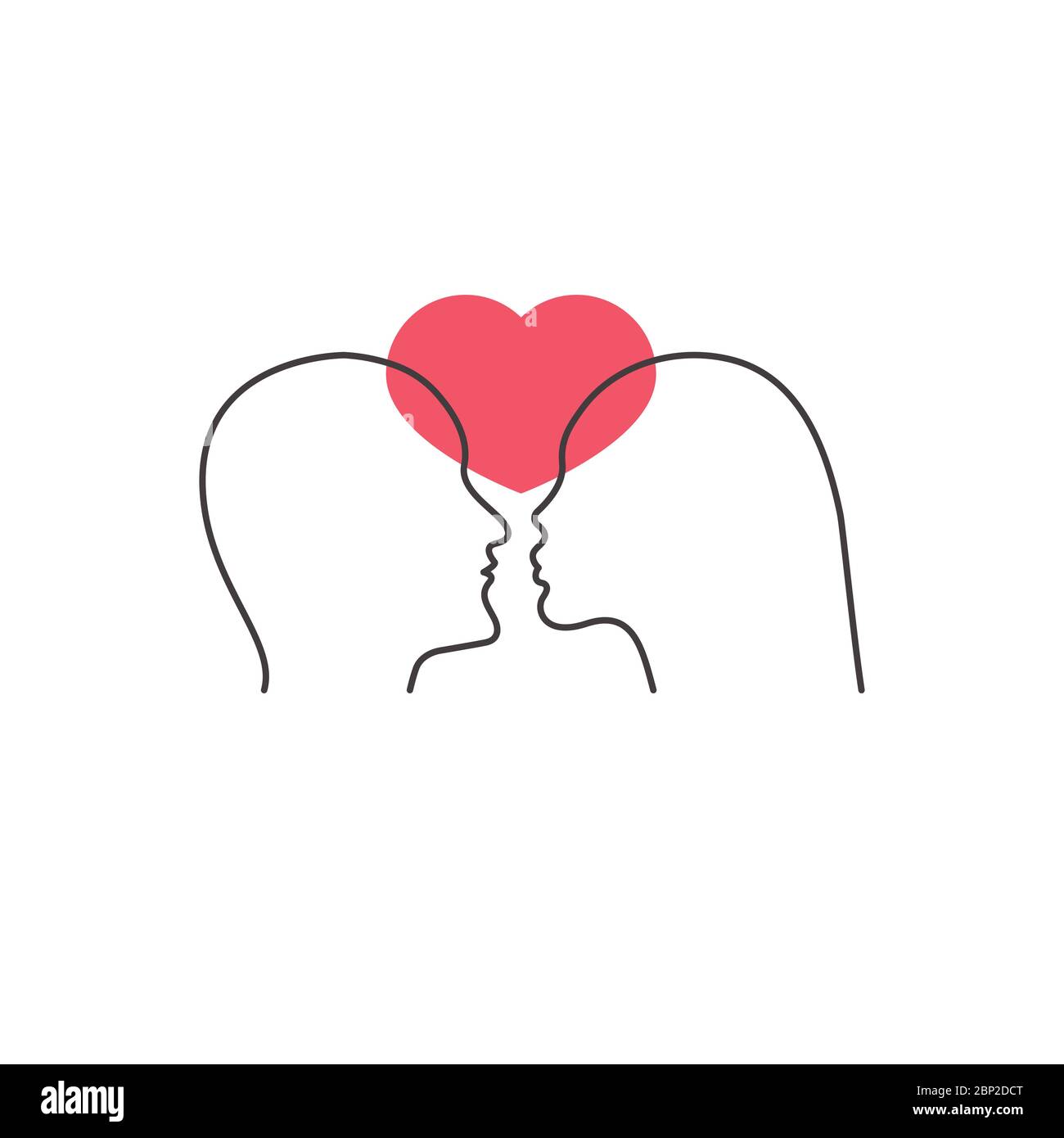 Profili di uomo e donna. Simbolo di amore e di relazioni in coppia. Logo  psicologo di famiglia. Coppia innamorata del cuore rosso Immagine e  Vettoriale - Alamy