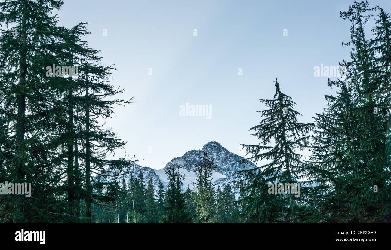 Vista di mt Shuksan, vista panoramica sul Monte Baker Snoqualmie National Forest Park, Washington, USA. Foto Stock