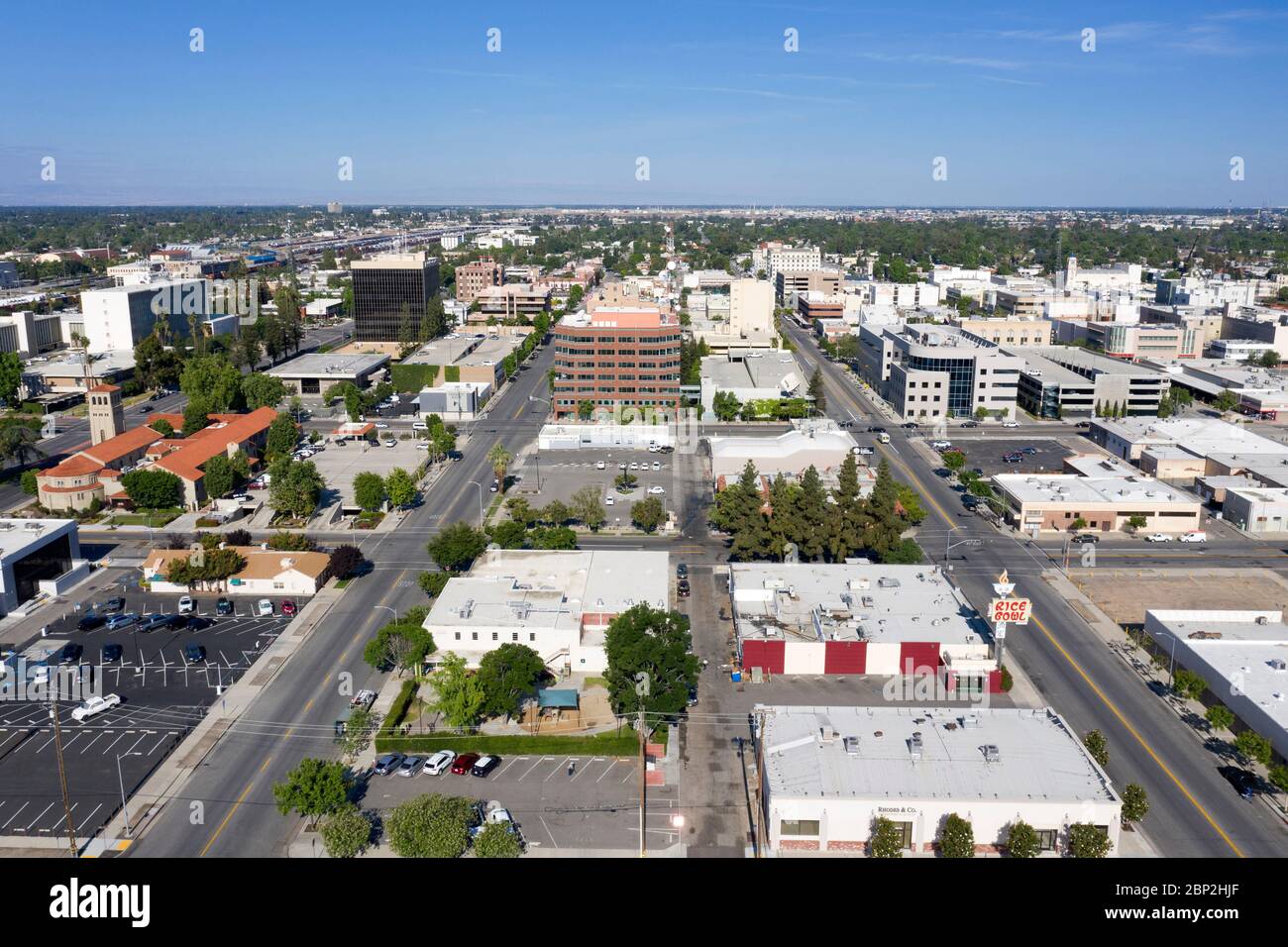 Vista aerea del centro di Bakersfield, California Foto Stock