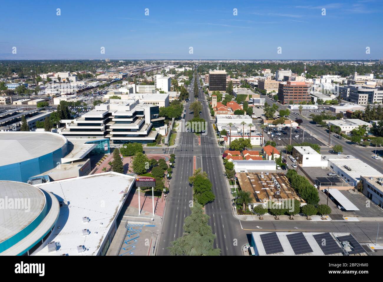 Vista aerea del centro di Bakersfield, California Foto Stock