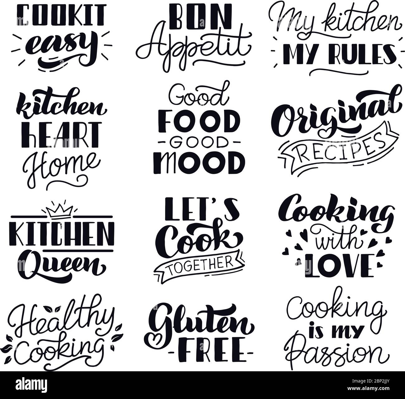 Scritta per la cucina degli alimenti. Cucina tipografia disegnata