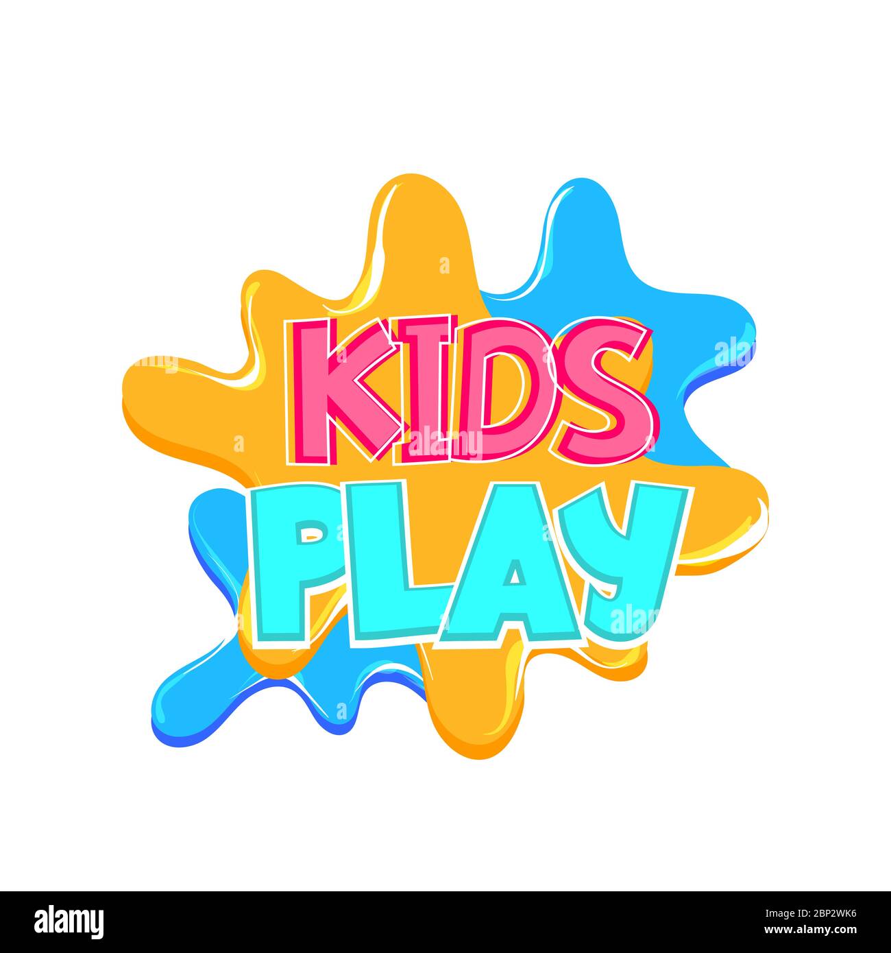Badge di testo comic zone per bambini sull'adesivo splash. Illustrazione Vettoriale