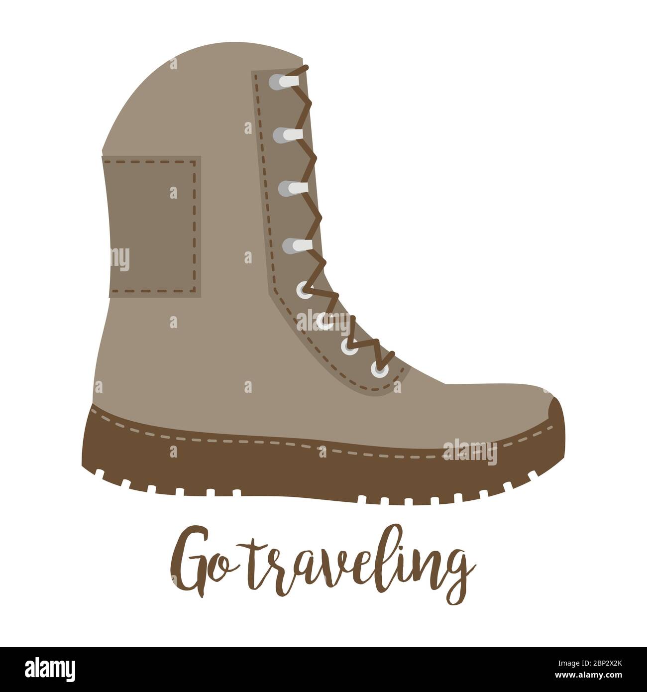 Scarpe con testo viaggia isolato su sfondo bianco, illustrazione vettoriale Illustrazione Vettoriale