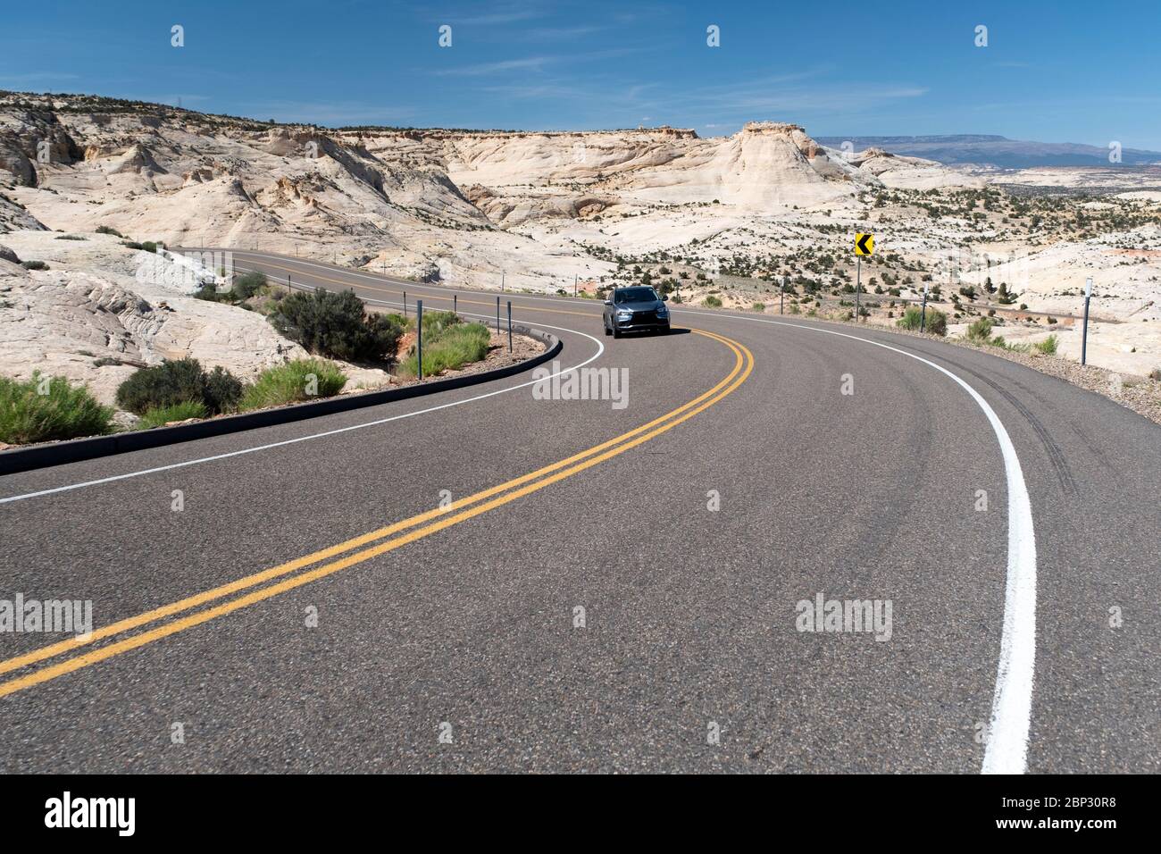Tratto tortuoso della strada panoramica 12 a Escalante, Utah Foto Stock