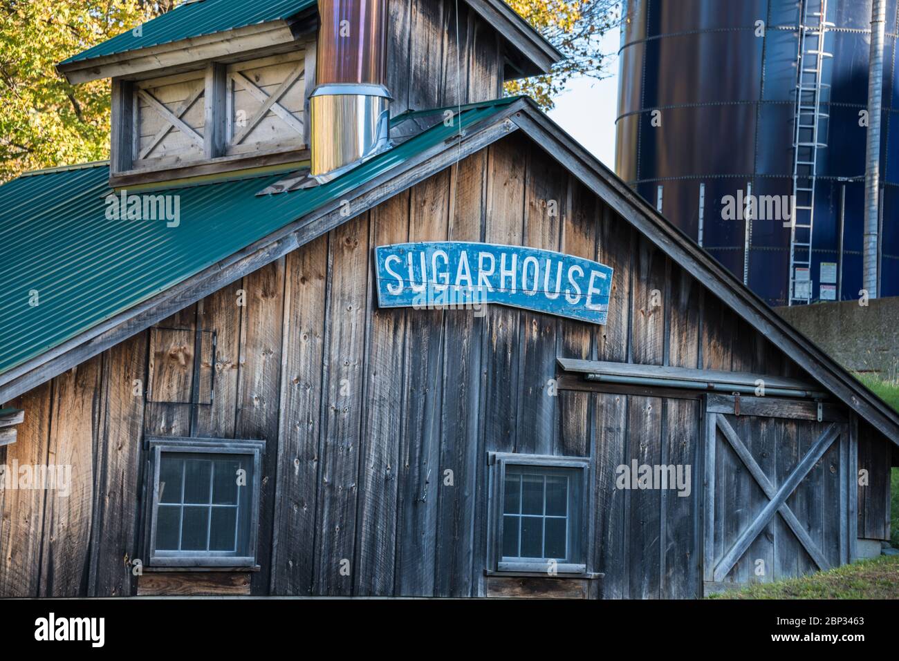 Acero Sugarhouse dettaglio, Whetstone Valley Farm, Vermont Foto Stock