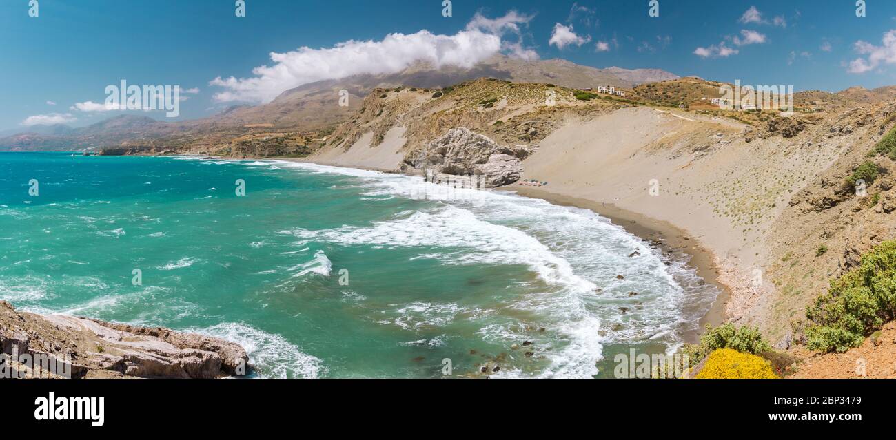 Spiaggia di Agios Pavlos, nella regione di Rethymno, nell'isola di Creta, Grecia, Europa. Foto Stock