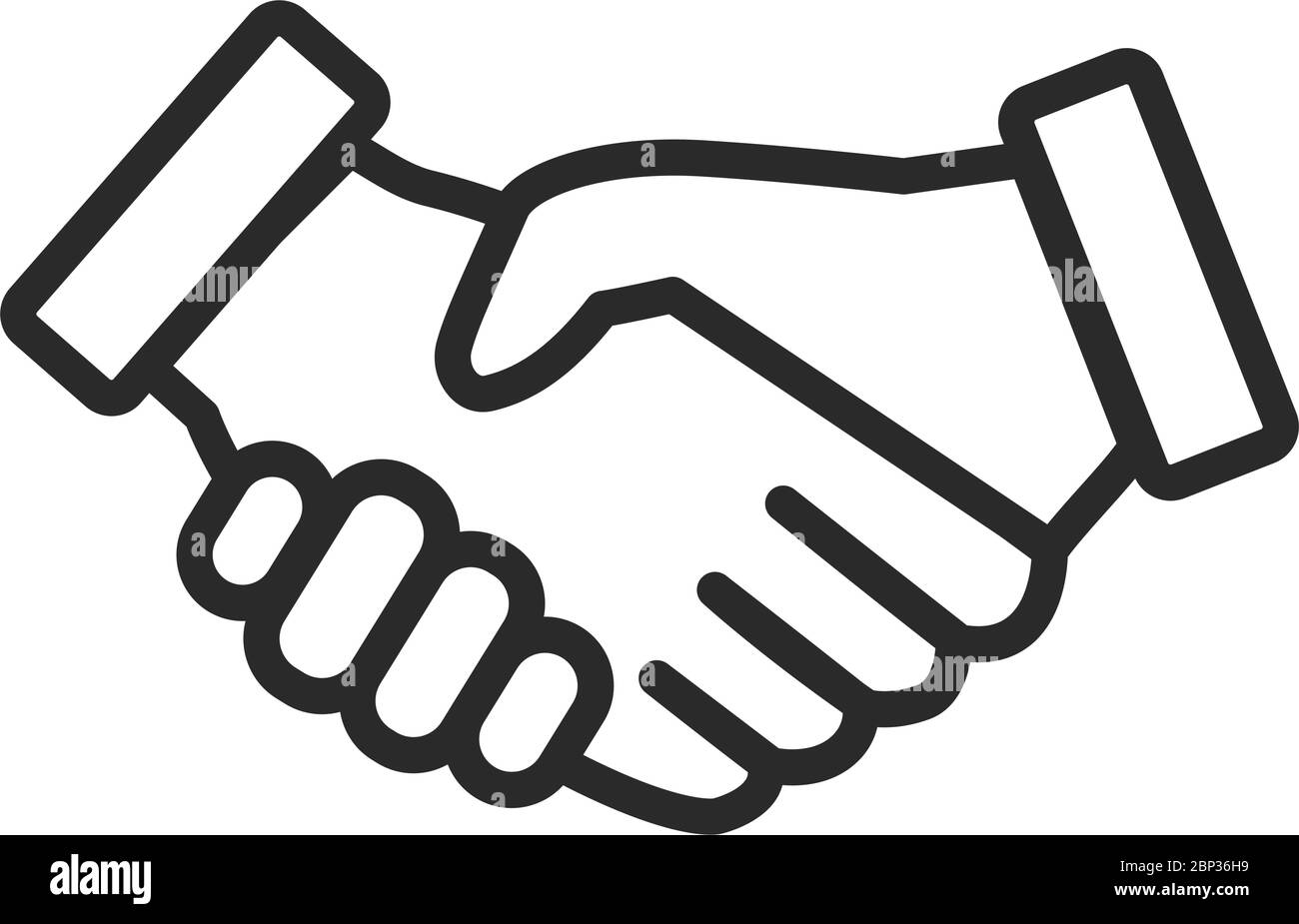 Simbolo di accordo e associazione con l'icona della linea di handshake Illustrazione Vettoriale