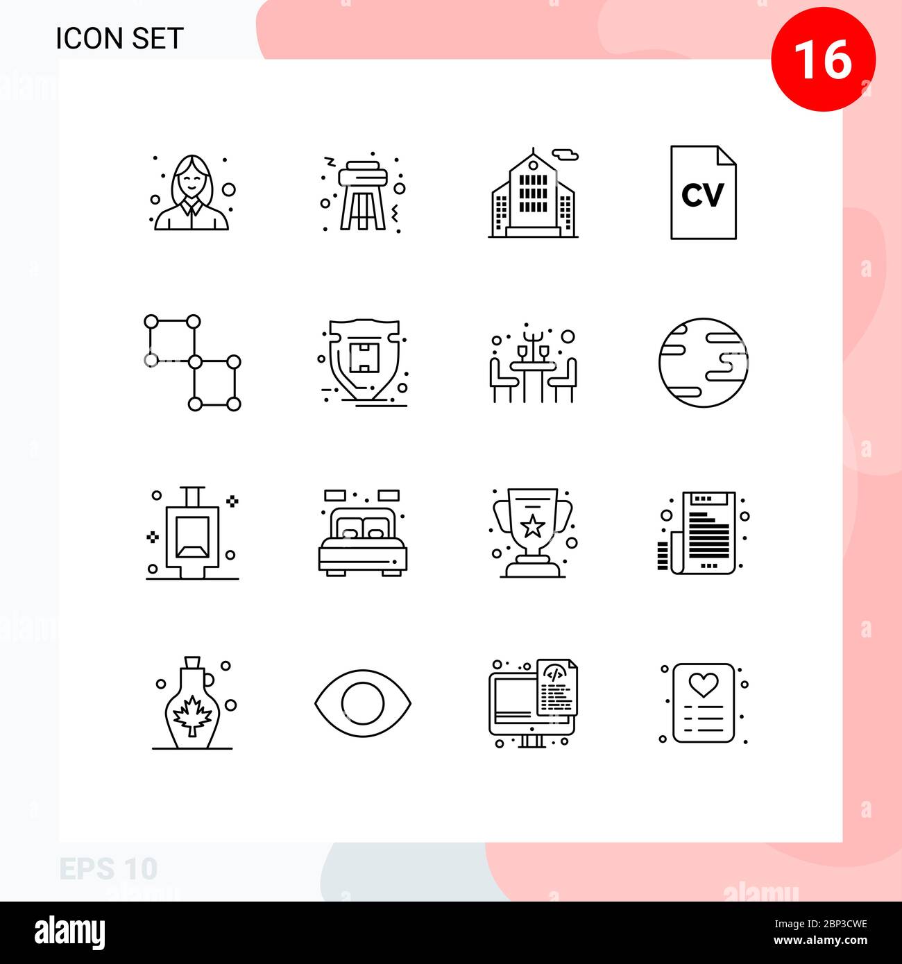 Pacchetto di 16 simboli universali di spazio, connessione, business, bound, high School Editable Vector Design Elements Illustrazione Vettoriale