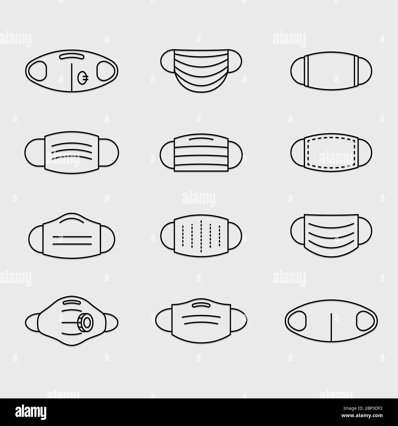 Pacchetto icone vettoriali maschere protettive Illustrazione Vettoriale