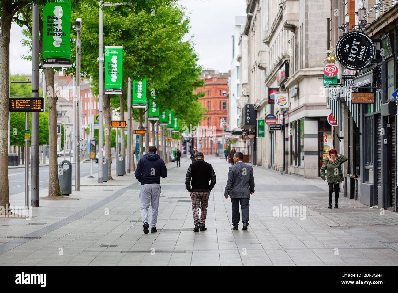 Dublino, Irlanda. Maggio 2020. Il traffico e i footfall limitati nel centro di Dublino, i negozi e le aziende sono chiusi a causa delle restrizioni pandemiche del Covid-19. Foto Stock