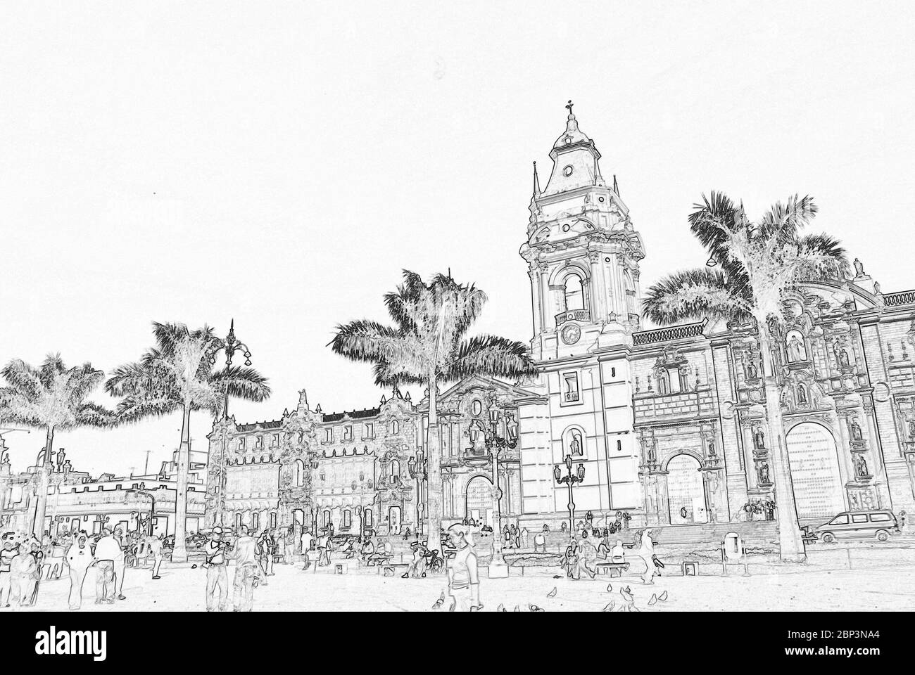 Basilica Cattedrale, Plaza Major, Lima, Perù Foto Stock