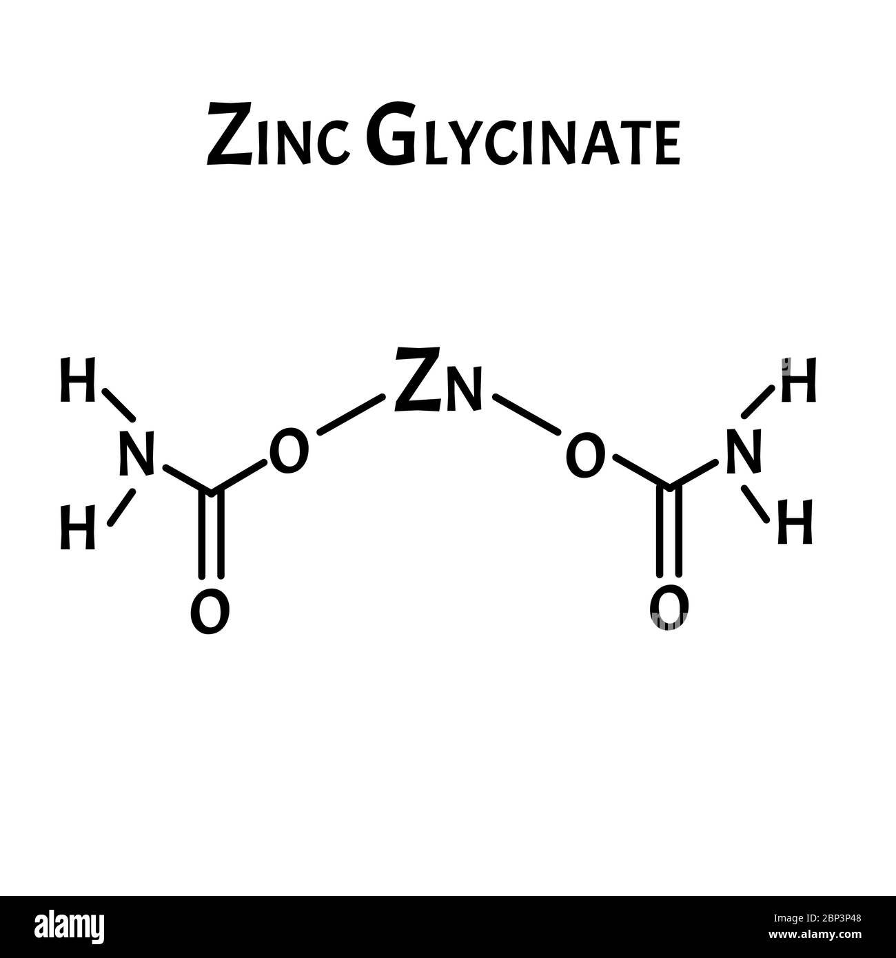 Il glicinato di zinco è una formula chimica molecolare. Infografica zinco. Illustrazione vettoriale su sfondo isolato. Illustrazione Vettoriale