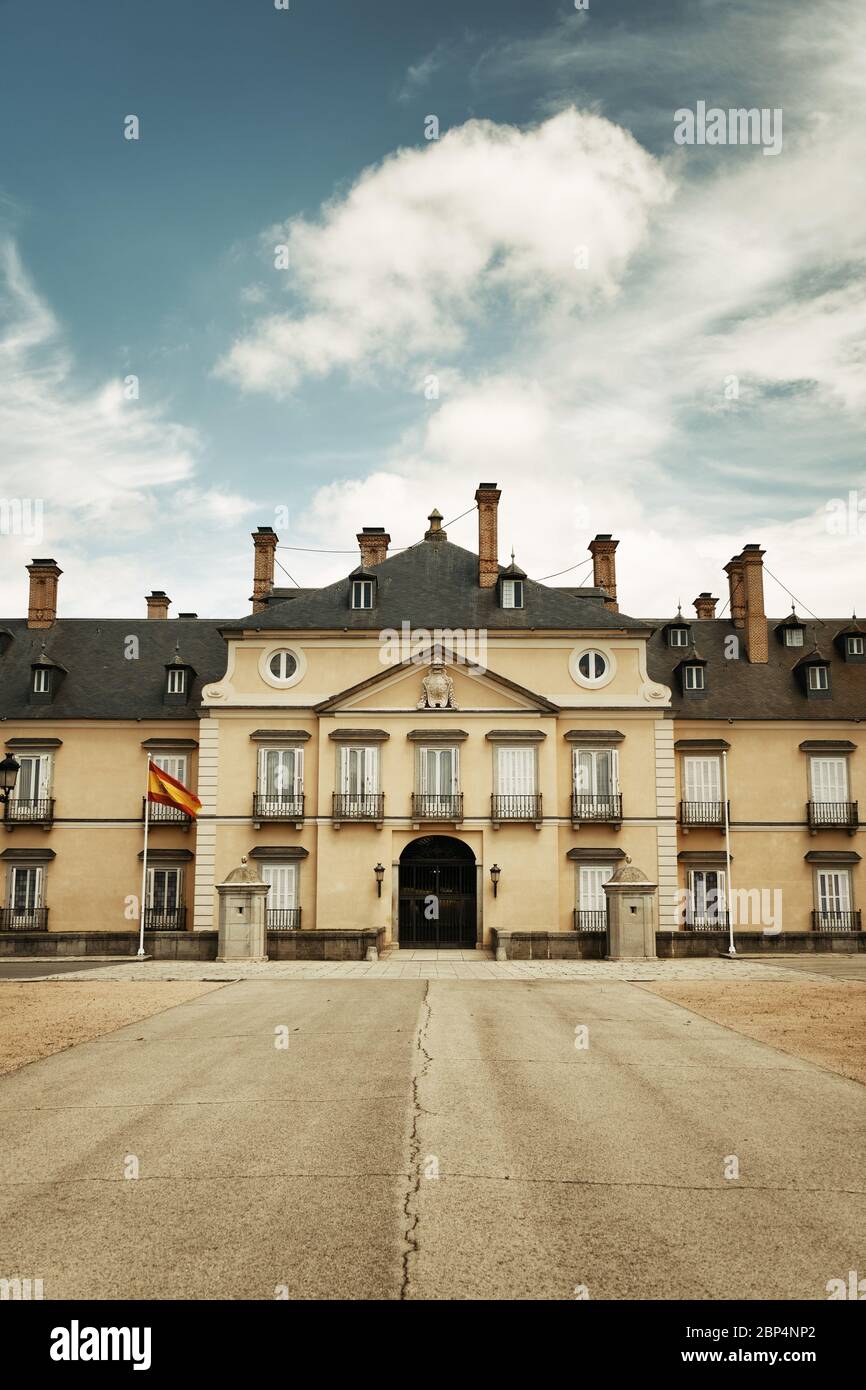 Palazzo Reale di El Pardo edificio storico di Madrid in Spagna. Foto Stock