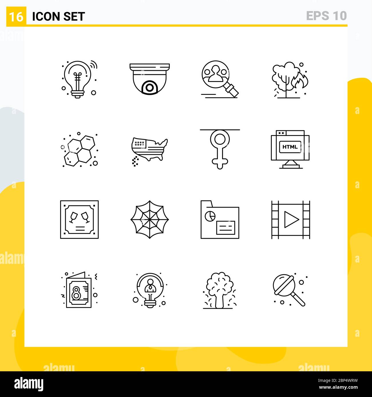 16 icone creative segni e simboli moderni di Atom, verde, sorveglianza, ambiente, utente elementi di disegno vettoriale editabili Illustrazione Vettoriale