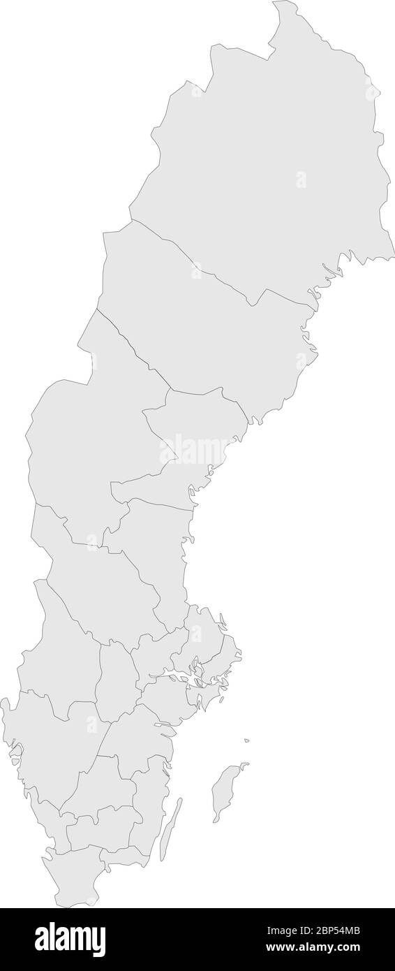 Svezia Mappa dettagliata.Paese europeo, sfondo grigio chiaro. Sfondi e sfondi. Illustrazione Vettoriale