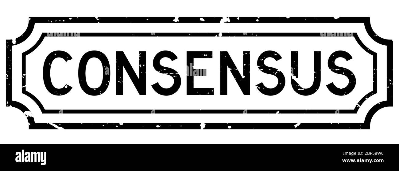 Grunge nero Consensus parola gomma business sigillo timbro su sfondo bianco Illustrazione Vettoriale