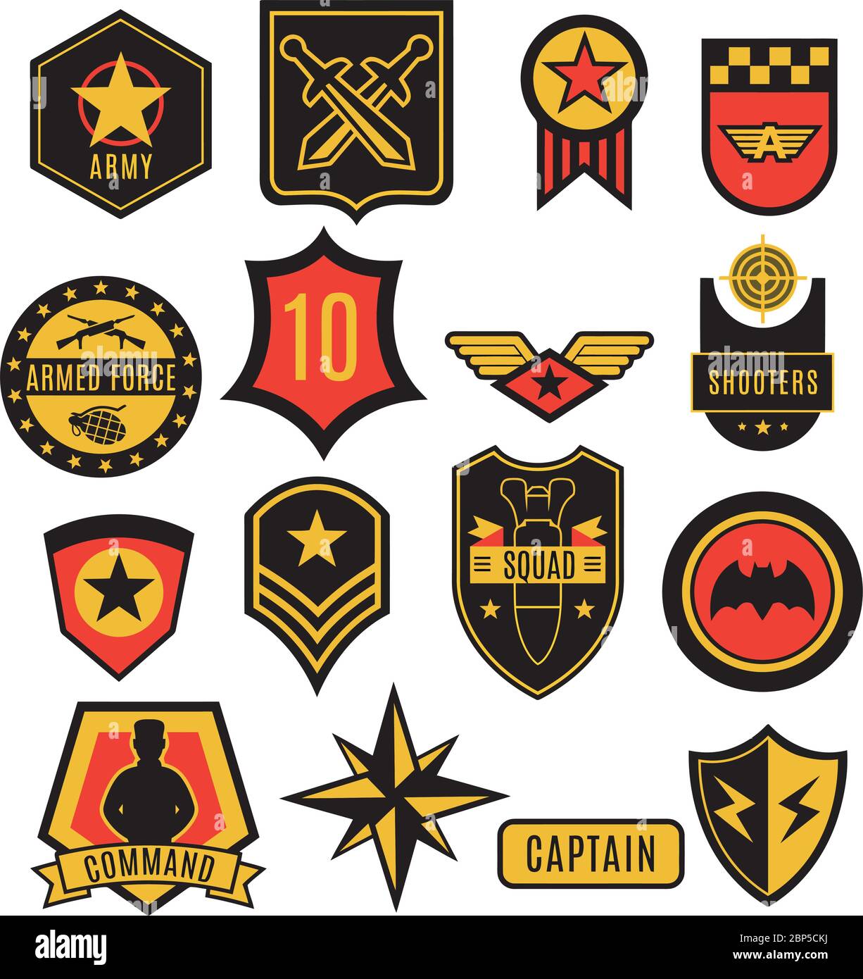 STEMMI DELL'esercito AMERICANO toppe armi e segni insieme di simboli.  Stemmi e patch militari per il design dei tessuti, design Jeans Immagine e  Vettoriale - Alamy
