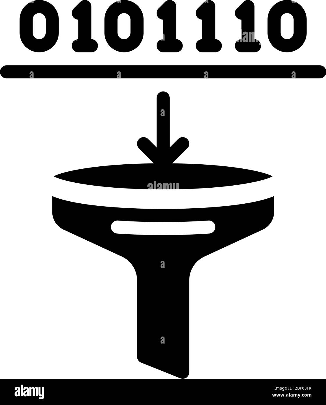Codice binario che entra in un imbuto, Illustrazione Vettoriale