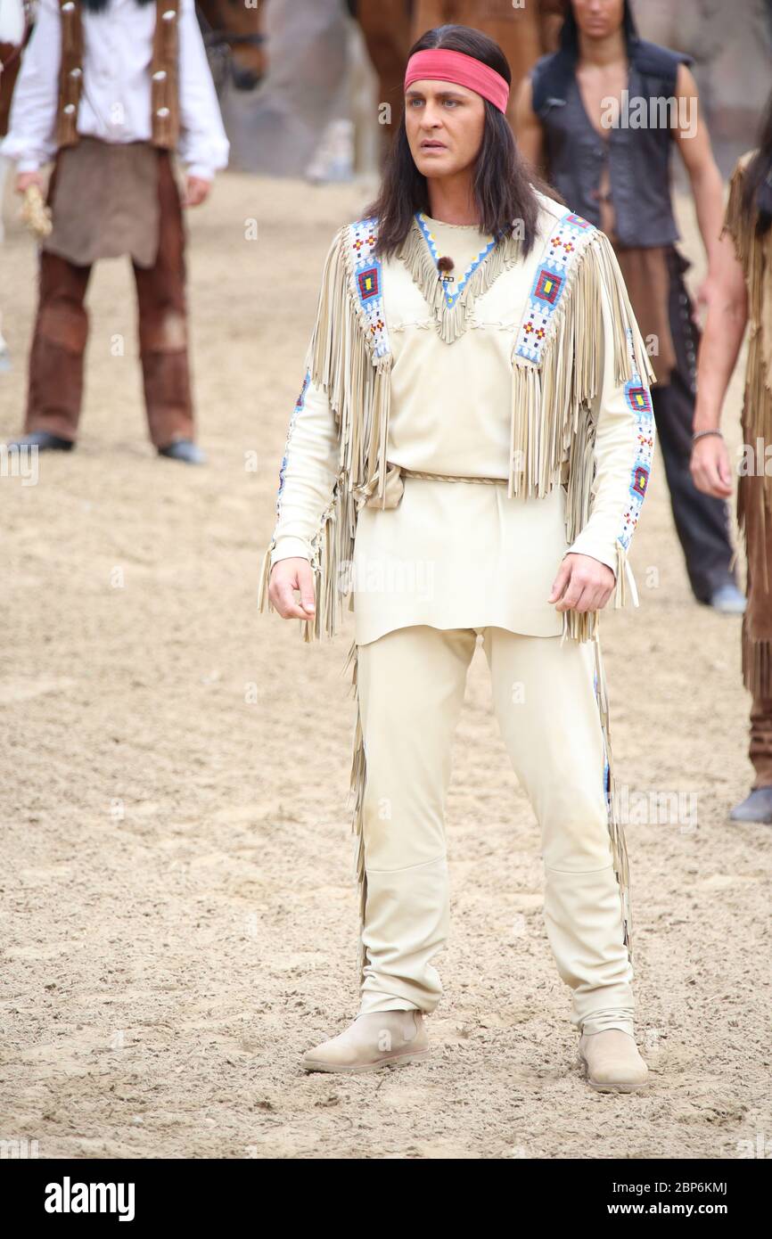 Alexander Klaws (Winnetou), introduzione stampa della nuova stagione del Kayl May Festival sotto avvoltoi - il Figlio del Baehrenjaeger, Bad Segeberg, 21.06.2019 Foto Stock