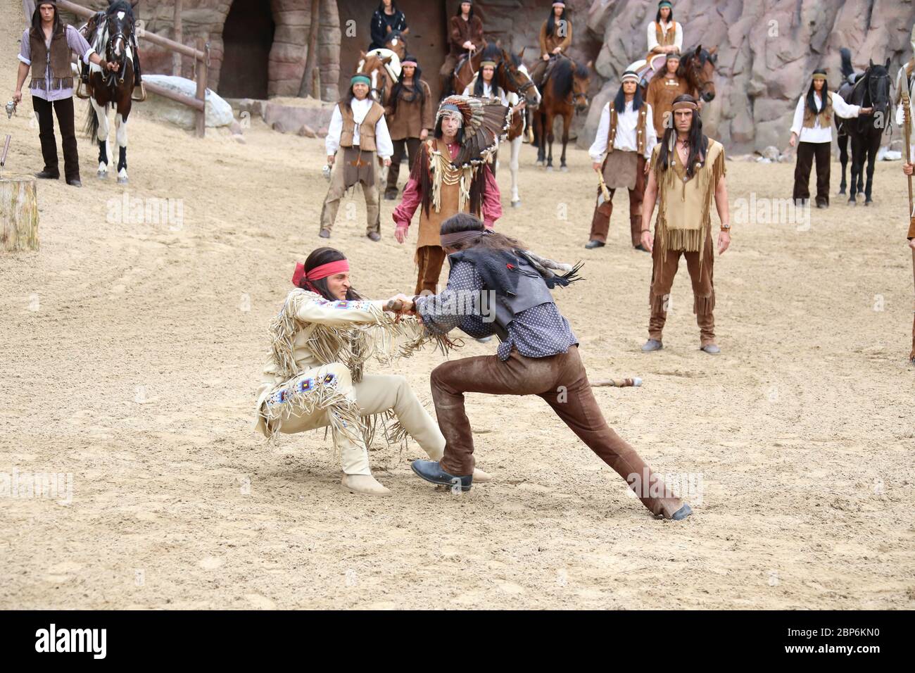 Alexander Klaws (Winnetou), introduzione stampa della nuova stagione del Kayl May Festival sotto avvoltoi - il Figlio del Baehrenjaeger, Bad Segeberg, 21.06.2019 Foto Stock