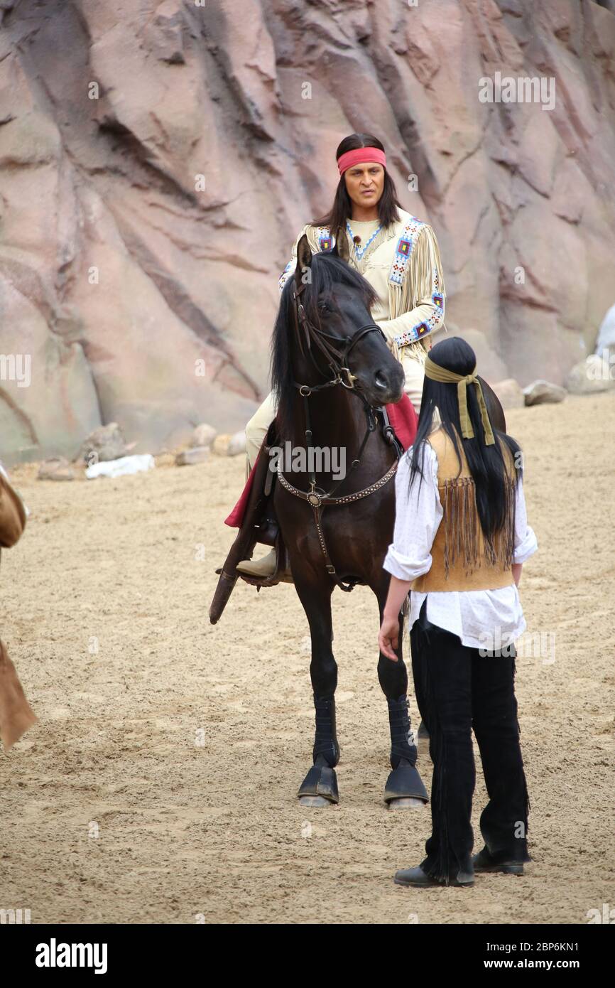 Alexander Klaws (Winnetou), introduzione stampa della nuova stagione del Kayl May Festival sotto avvoltoi - il Figlio del Baehrenjaeger, Bad Segeberg, 21.06.2019 Foto Stock
