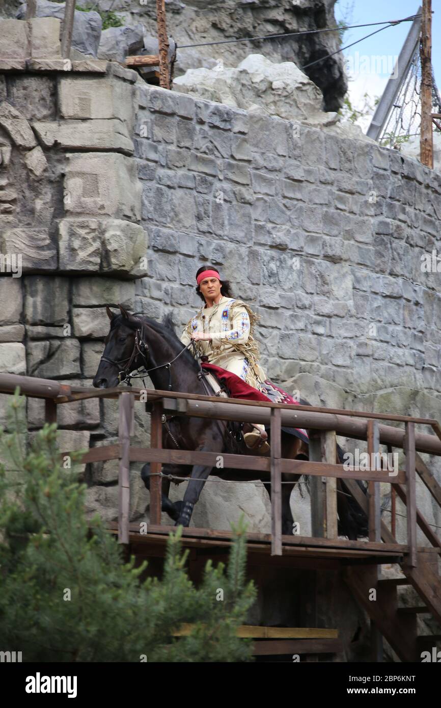 Alexander Klaws (Winnetou), introduzione stampa della nuova stagione del Kayl May Festival sotto avvoltoi - il Figlio del Baehrenjaeger, Bad Segeberg, 21.06.2019 Foto Stock
