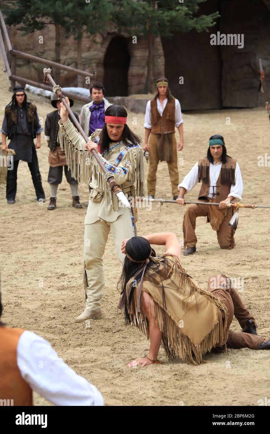 Alexander Klaws (Winnetou), introduzione stampa della nuova stagione del Kayl May Festival sotto avvoltoi - il Figlio del Baehrenjaeger, Bad Segeberg, 21.06.2019 Foto Stock