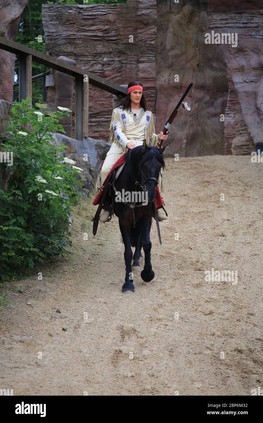Alexander Klaws (Winnetou), introduzione stampa della nuova stagione del Kayl May Festival sotto avvoltoi - il Figlio del Baehrenjaeger, Bad Segeberg, 21.06.2019 Foto Stock