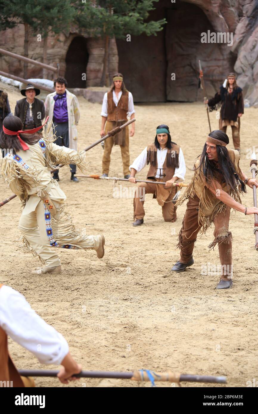 Alexander Klaws (Winnetou), introduzione stampa della nuova stagione del Kayl May Festival sotto avvoltoi - il Figlio del Baehrenjaeger, Bad Segeberg, 21.06.2019 Foto Stock