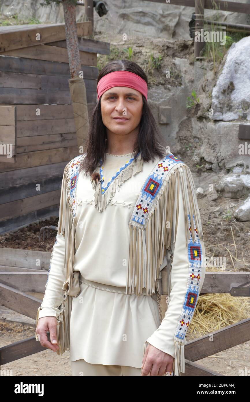 Alexander Klaws (Winnetou), introduzione stampa della nuova stagione del Kayl May Festival sotto avvoltoi - il Figlio del Baehrenjaeger, Bad Segeberg, 21.06.2019 Foto Stock