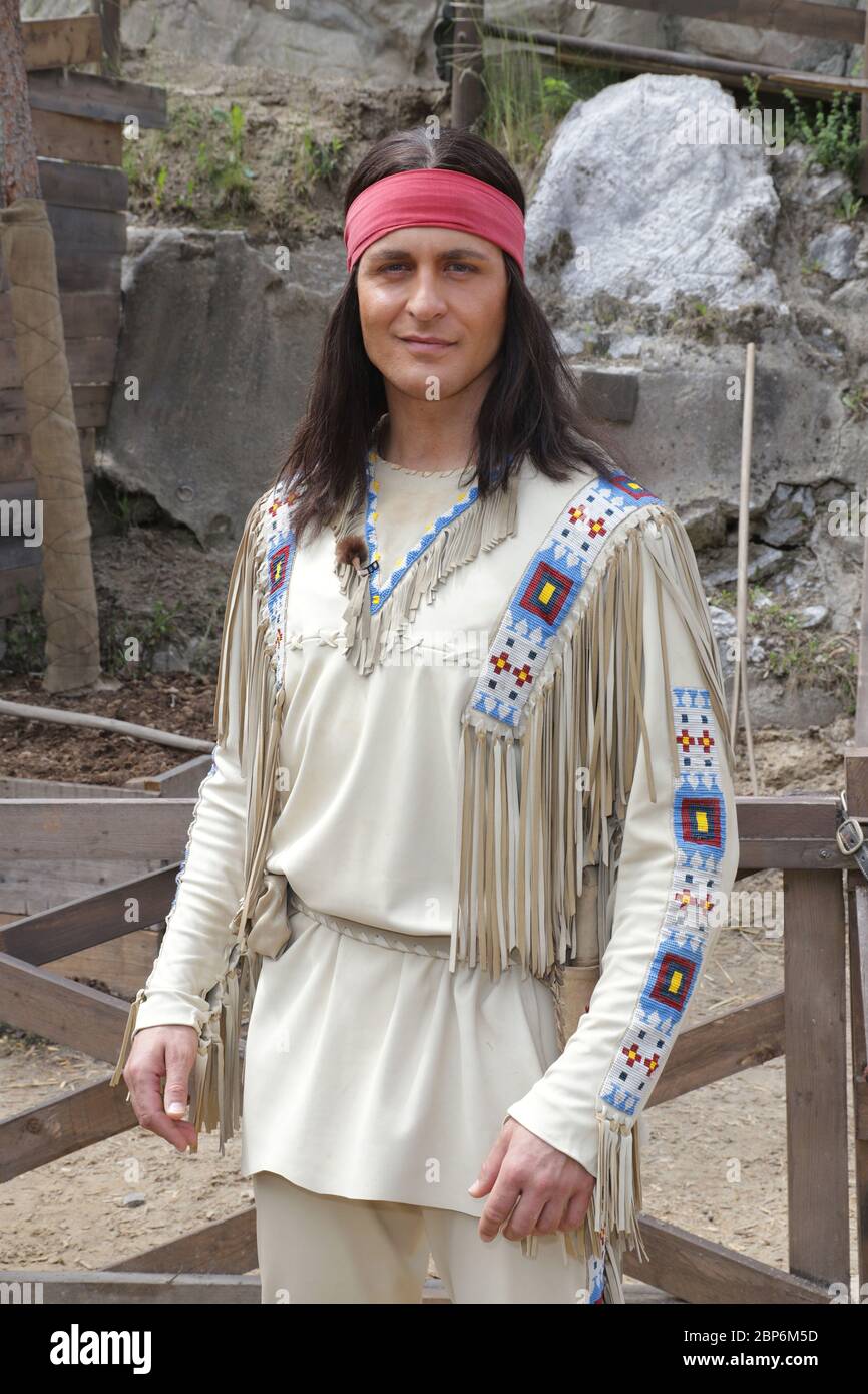 Alexander Klaws (Winnetou), introduzione stampa della nuova stagione del Kayl May Festival sotto avvoltoi - il Figlio del Baehrenjaeger, Bad Segeberg, 21.06.2019 Foto Stock