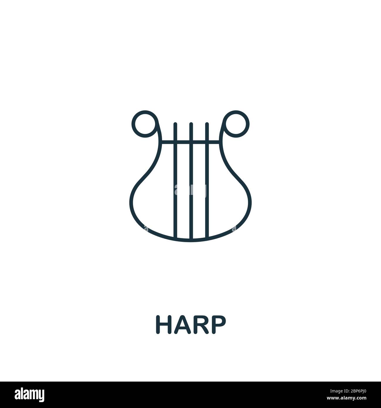 Icona Arpa dalla raccolta musicale. Icona di Arpa di linea semplice per modelli, web design e infografiche Illustrazione Vettoriale