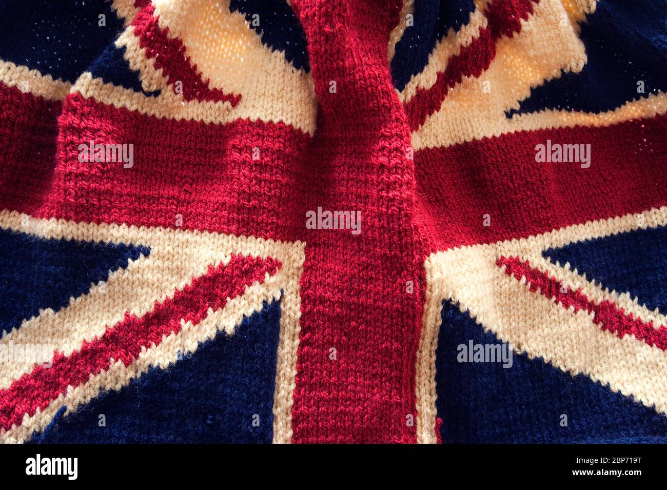Bandiera dell'Unione del Regno Unito maglia a mano in lana Foto Stock