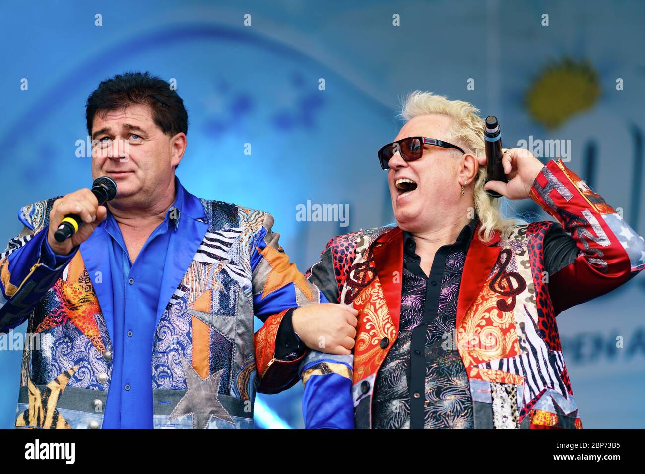 OLAF e Hans al Schlager Olymp 2019 di Berlino - presentato da radio Paloma nel parco ricreativo e ricreativo di Berlino LÃ¼bars. Foto Stock