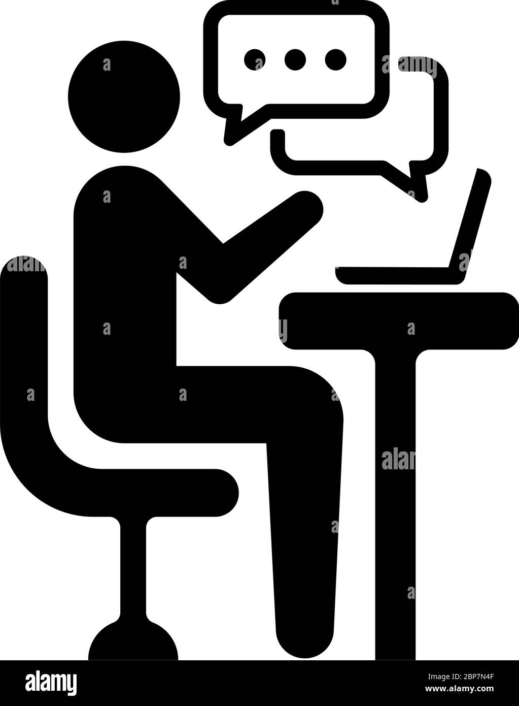 video chat, seminario online, illustrazione delle icone vettoriali per videoconferenze Illustrazione Vettoriale