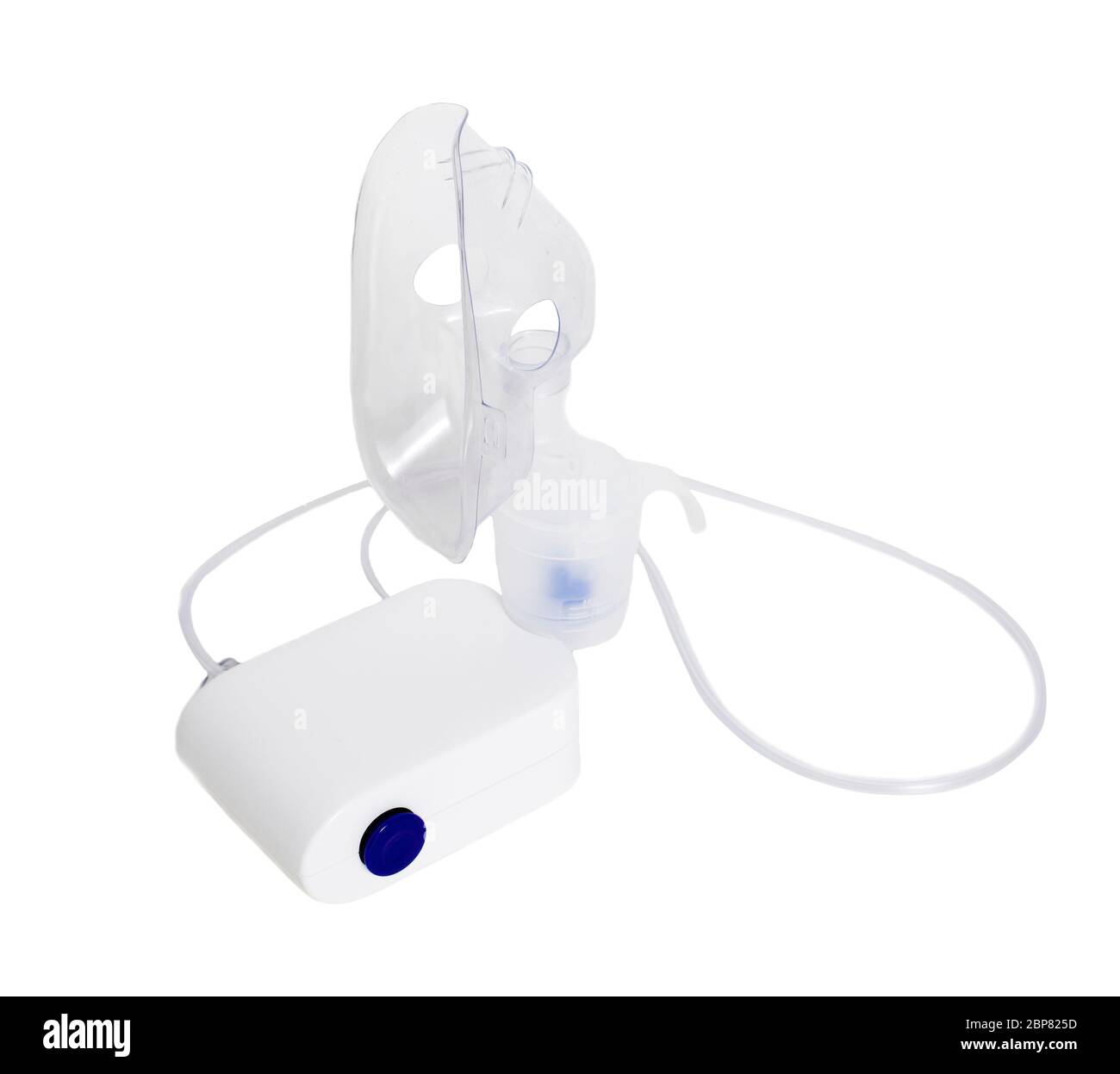 Nebulizzatore a compressore moderno per il trattamento delle vie respiratorie e bronchi, isolato. Trattamento della tosse secca e bronchite, malattie ostruttive Foto Stock