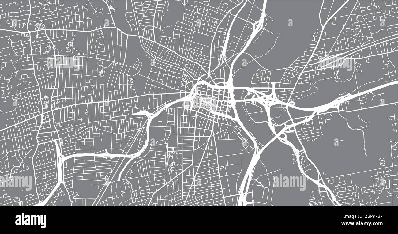 Mappa urbana vettoriale di Hartford, USA. Capitale dello stato del Connecticut Illustrazione Vettoriale