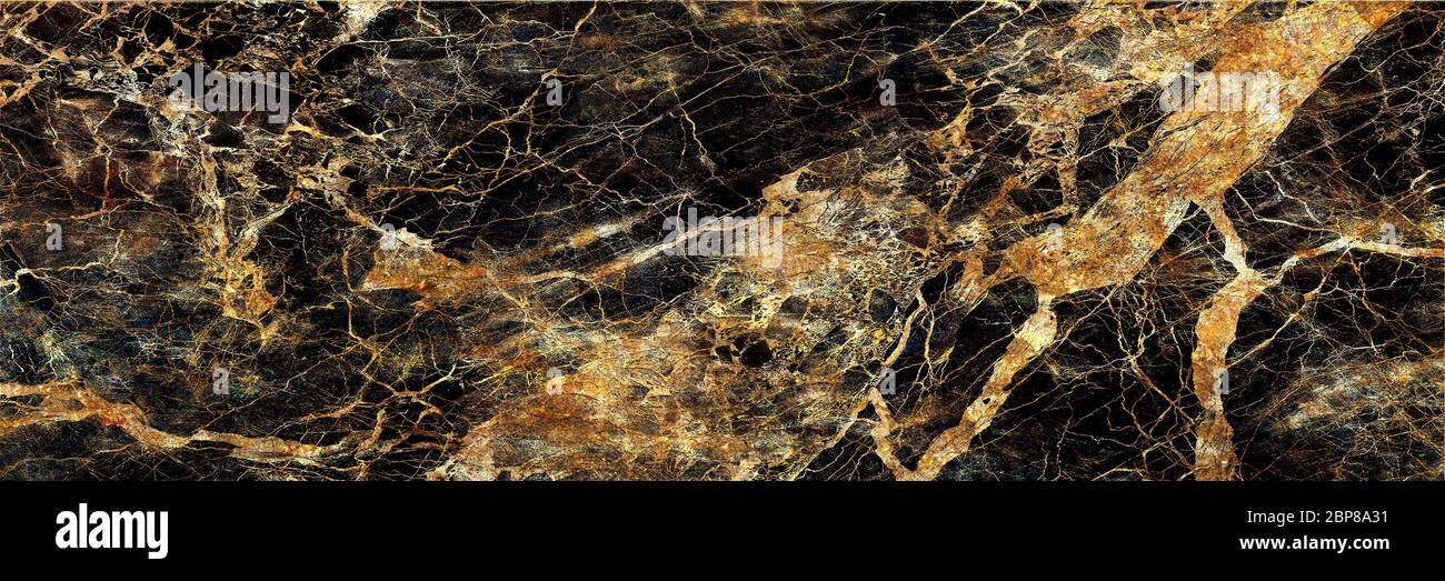 superficie ruvida scura con venature dorate. trama astratta sfondo di materiale naturale. illustrazione. sfondo ad alta risoluzione. file raster per insenatura Foto Stock