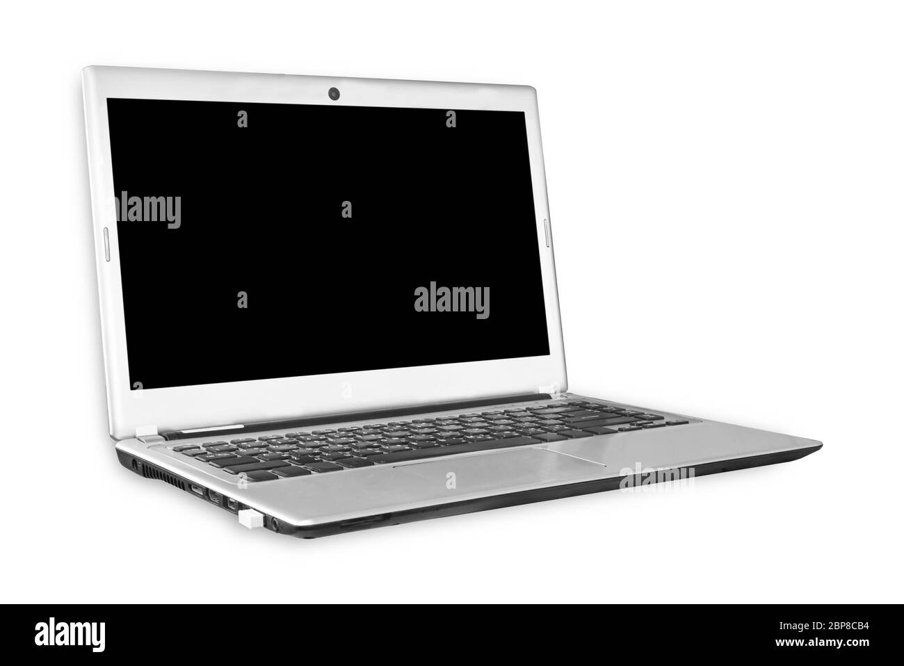 Computer portatile isolato su sfondo bianco. Oggetto con tracciato di ritaglio. Foto Stock