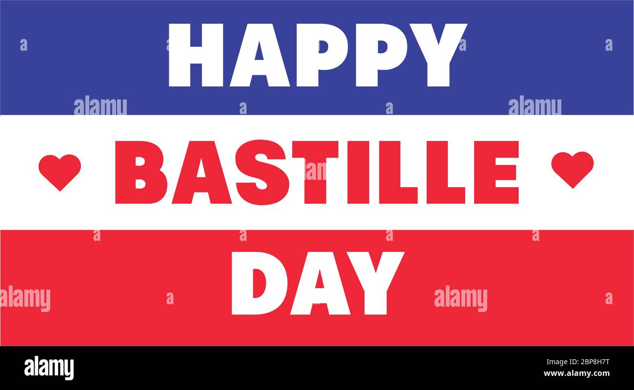 scritta bastille day con disegno a mano con bandiera Illustrazione Vettoriale