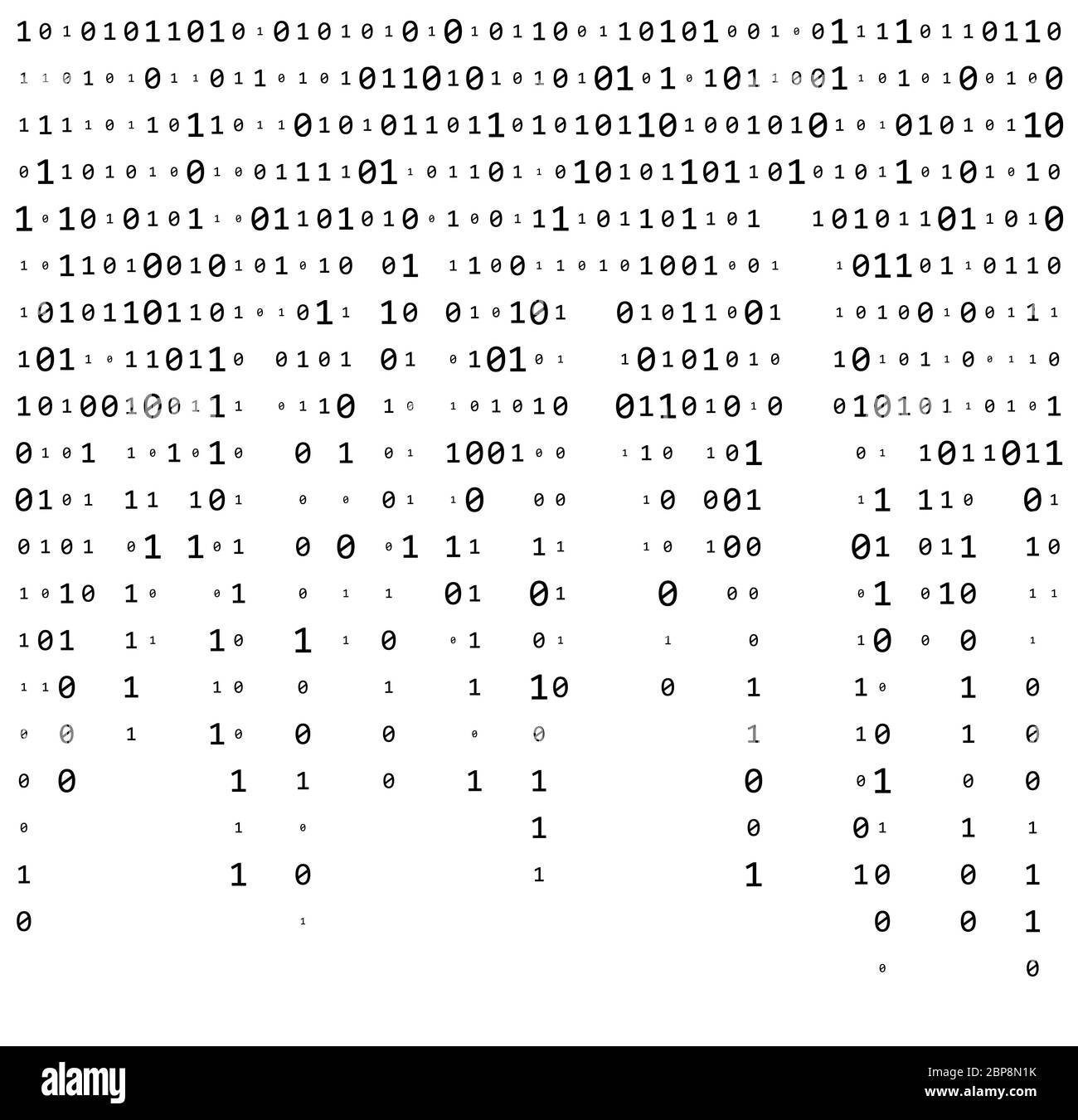 Codice binario zero una matrice sfondo bianco banner bellissimo wallpaper design illustrazione Foto Stock