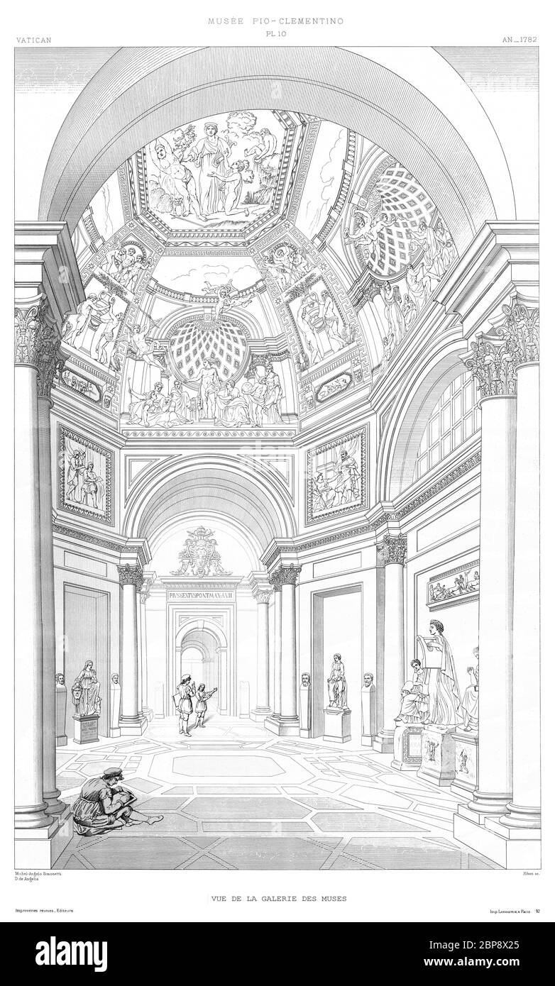 Roma, Vaticano: Museo Pio Clementino. Vista della Sala Muse 1782, dal Vaticano 1882. Foto Stock