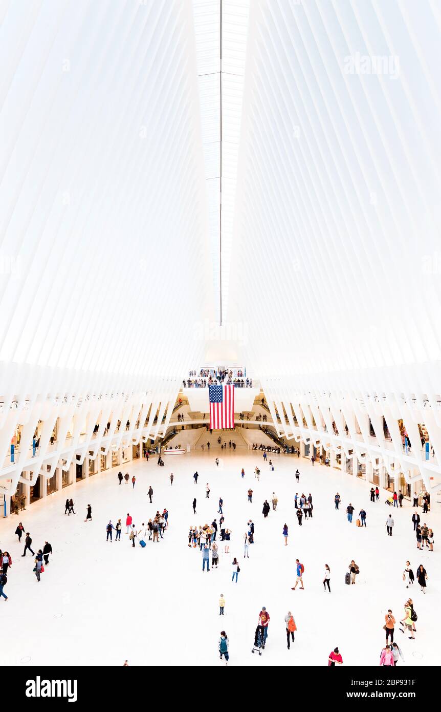 Oculus Santiago Calatrava l'Oculus WTC Transportation Hub interno New York City Foto Stock