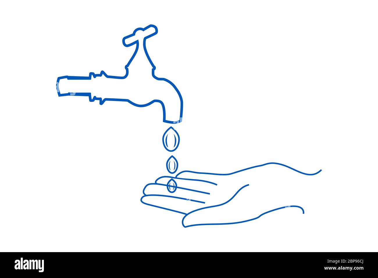 Icona del contorno delle mani di lavaggio. Lavare a mano piatto semplice segno. Lavarsi le mani per la cura personale quotidiana. Prevenzione contro i virus. Illustrazione vettoriale stock Illustrazione Vettoriale