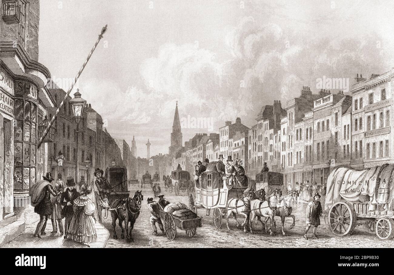 High Street, Whitechapel, Londra, Inghilterra, XIX secolo. Dalla storia di Londra: Illustrato dalle viste a Londra e a Westminster, pubblicato intorno al 1838. Foto Stock