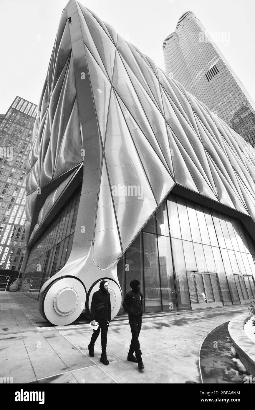 New York City, NY, Stati Uniti - 4 dicembre 2019. The Shed, un centro di arti dello spettacolo, arti visive e cultura pop con una conchiglia espandibile a Hudson Yards. Foto Stock