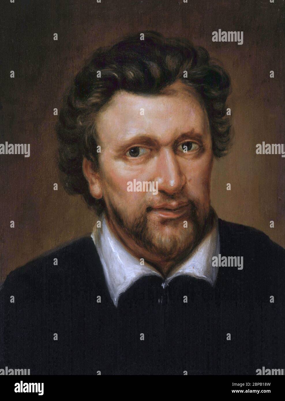 Ben Jonson. Ritratto del drammaturgo inglese Benjamin Jonson (1572-1635) dopo Abraham van Blijenberch, olio su tela, inizio del 19 ° secolo Foto Stock