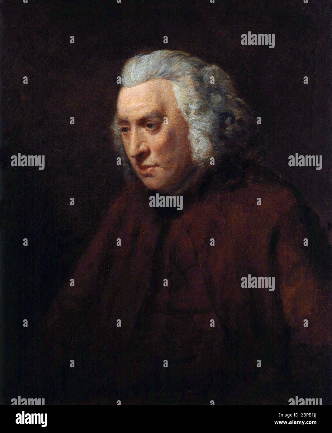 Samuel Johnson. Ritratto del dottor Johnson, famoso per aver pubblicato un Dizionario della lingua inglese nel 1755. Pittura dopo John Opie, olio su tela Foto Stock