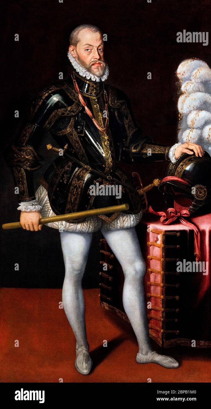 Ritratto di re Filippo II di Spagna di un artista sconosciuto, c.1580 Foto Stock