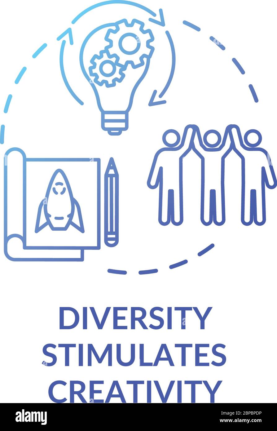 La diversità stimola la creatività icona di concetto di gradiente blu Illustrazione Vettoriale